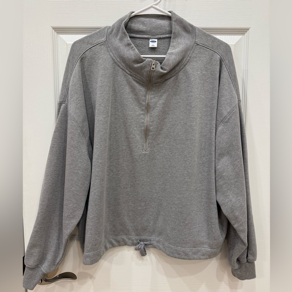 Old Navy Half-Zip Sweatshirt in Light Heather Gray Size L